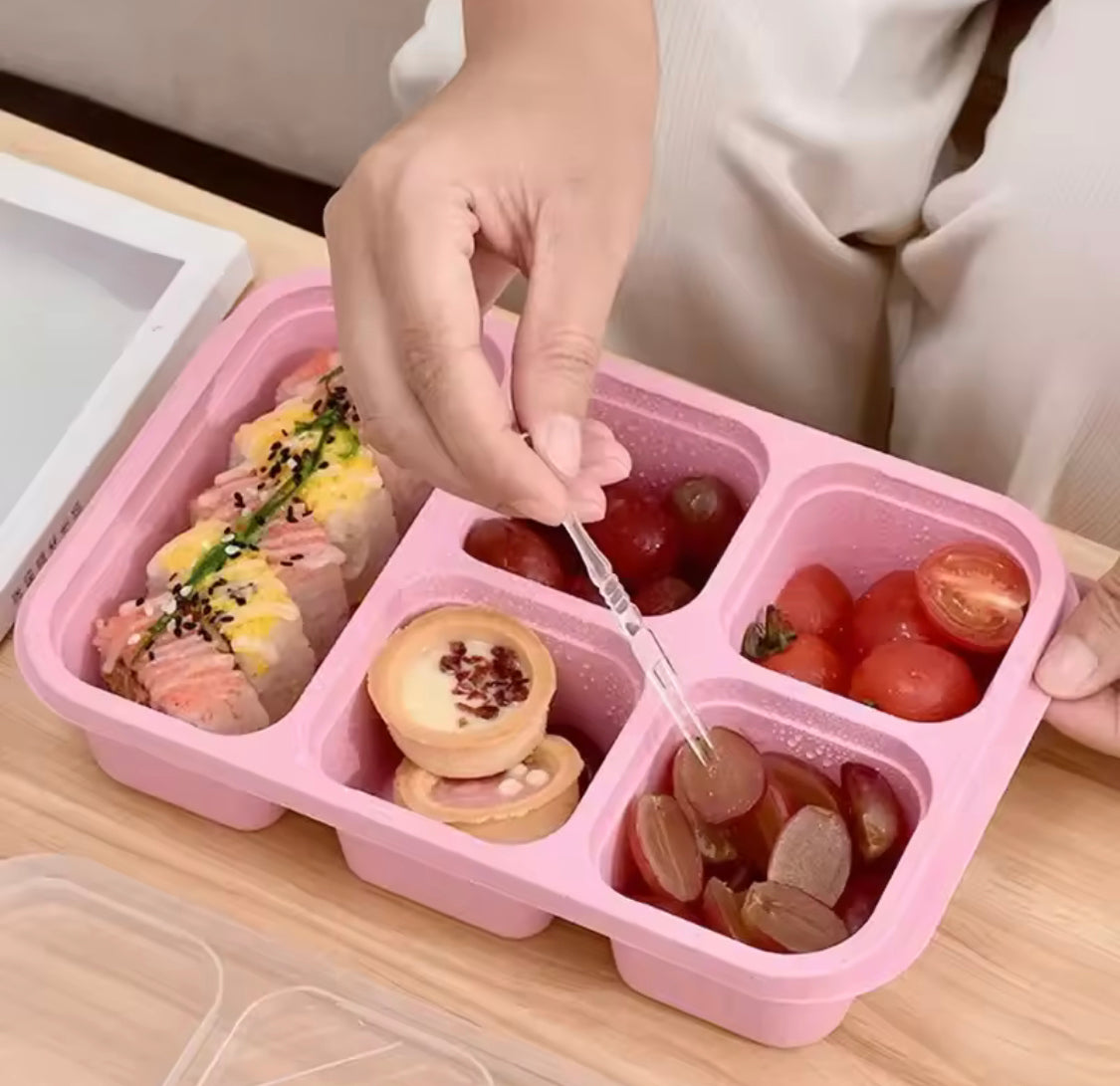 5 Compartment Lunch Box With Transparent Lid, Heat Resistant Leak Proof Fruit Box, Durable Bento Lunch Box, Meal Prep Organizer 5 Compartment Lunch Box With Transparent Lid, Heat Resistant Leak Proof Fruit Box, Durable Bento Lunch Box, Meal Prep Organizer